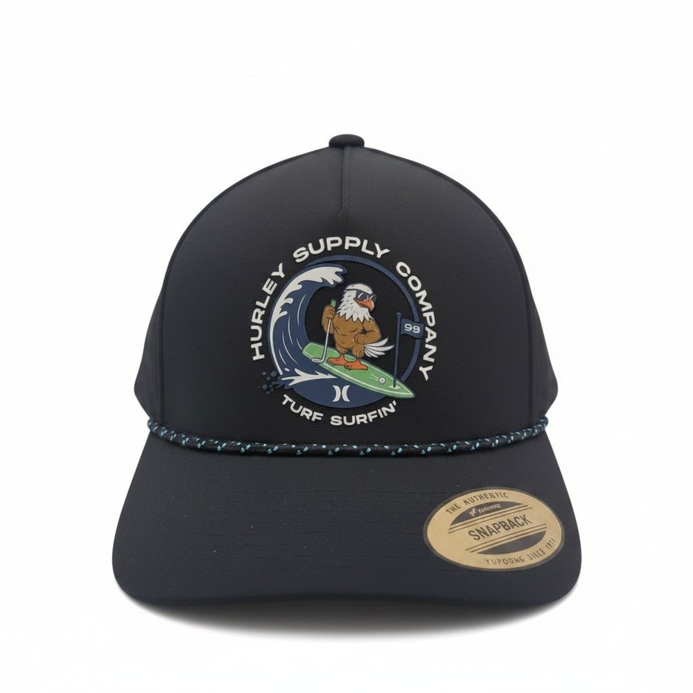 Hurley M Eagle 2.0 Golf Hat Black Turf Surfin Snapback Cap